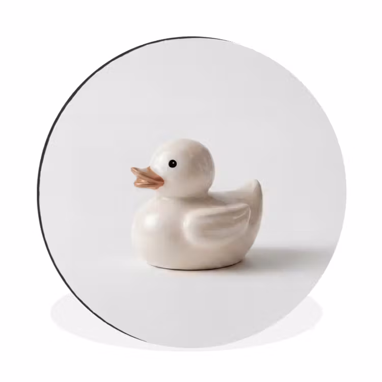 Badeend - Minimalistisch - Wit Wandcirkel aluminium klein -3d