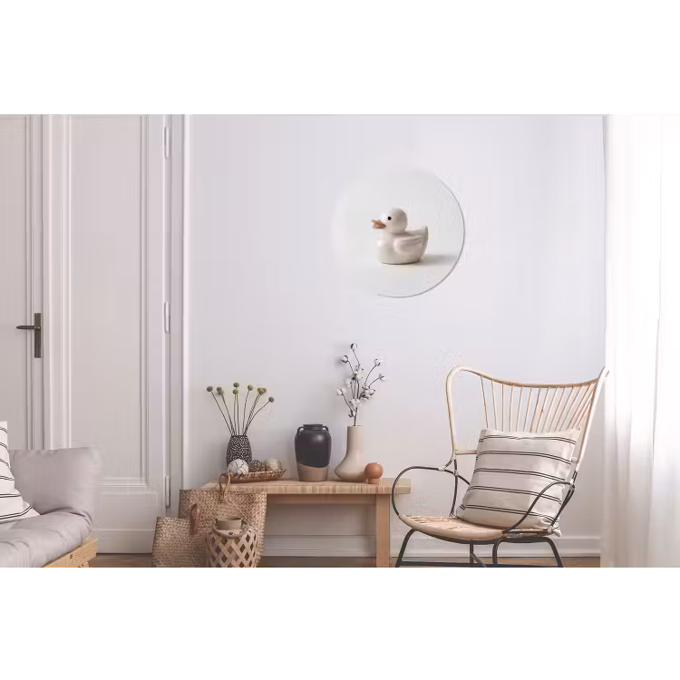 Badeend - Minimalistisch - Wit Wandcirkel aluminium klein -woonkamer