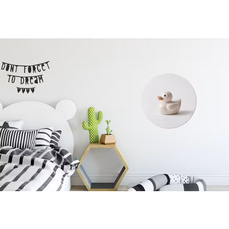 Badeend - Minimalistisch - Wit Wandcirkel aluminium klein -kinderkamer