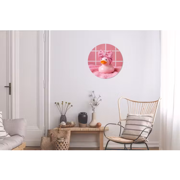 Badeend -Strik - Roze Wandcirkel aluminium klein -woonkamer