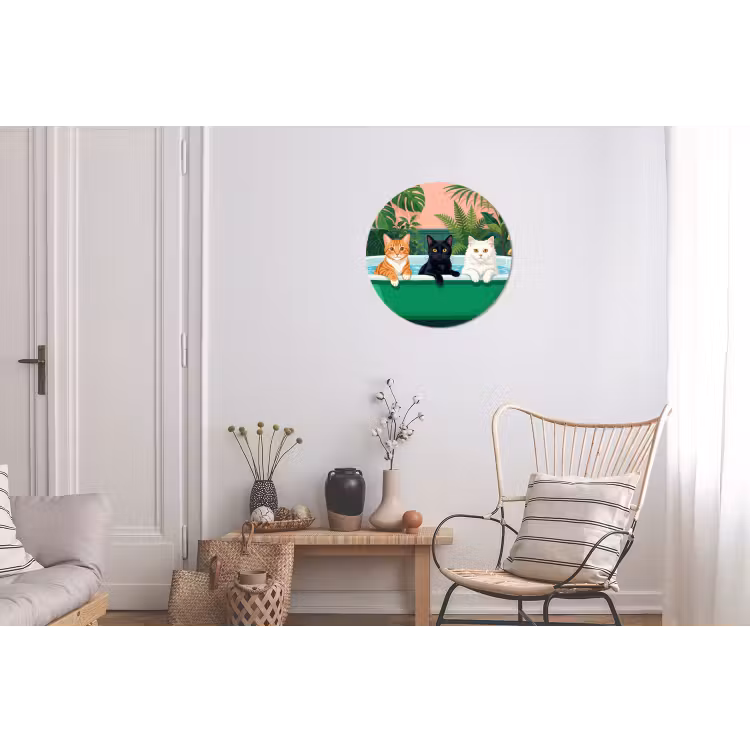 Badkamer - Kattenparade - Kleurrijk Wandcirkel aluminium klein -woonkamer