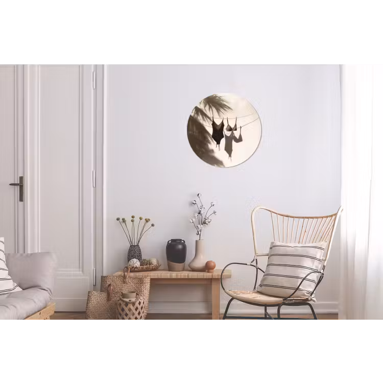 Badkleding - Palmbomen - Schaduw - Tropisch Wandcirkel aluminium klein -woonkamer