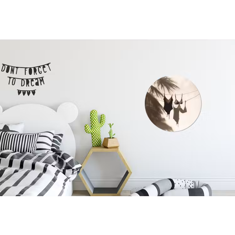 Badkleding - Palmbomen - Schaduw - Tropisch Wandcirkel aluminium klein -kinderkamer