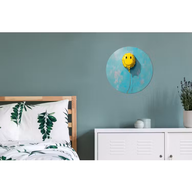 Ballon - Geel - Smiley Wandcirkel aluminium klein -slaapkamer