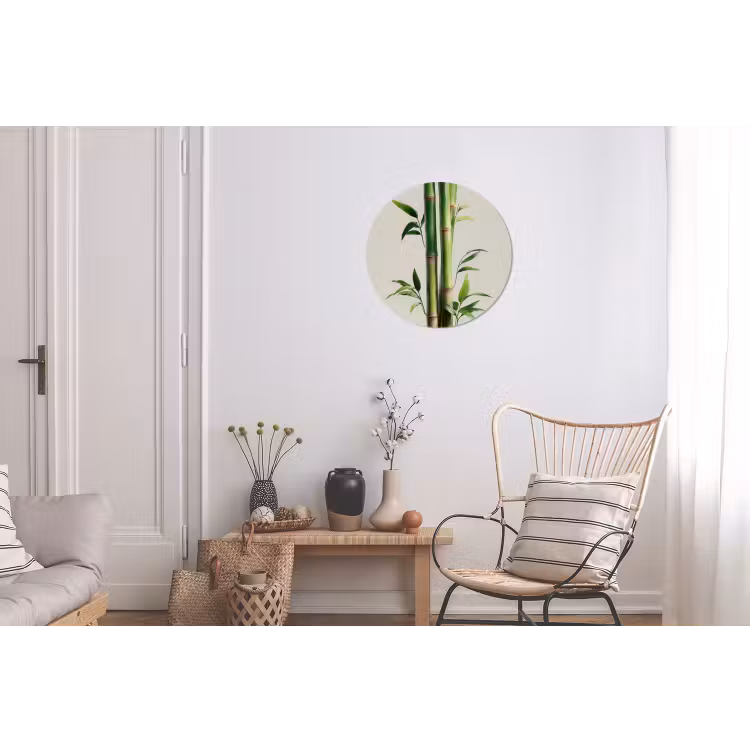 Bamboestengels - Sierlijk - Groen Wandcirkel aluminium klein -woonkamer