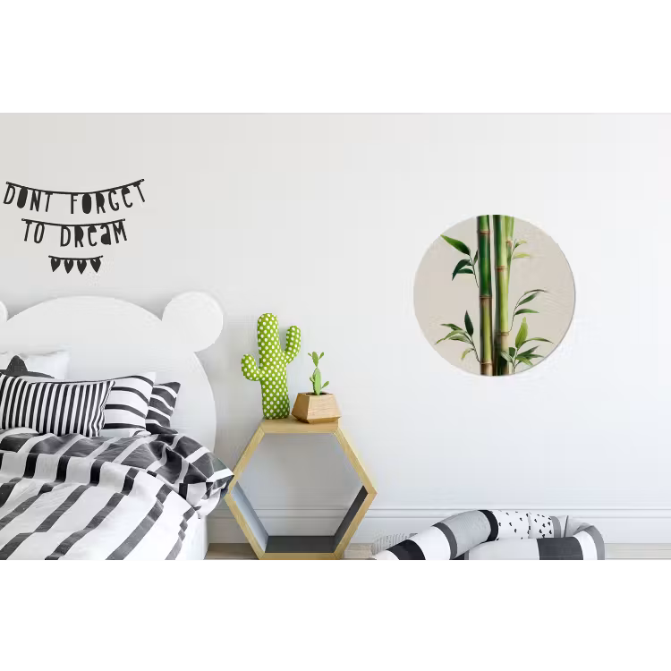 Bamboestengels - Sierlijk - Groen Wandcirkel aluminium klein -kinderkamer