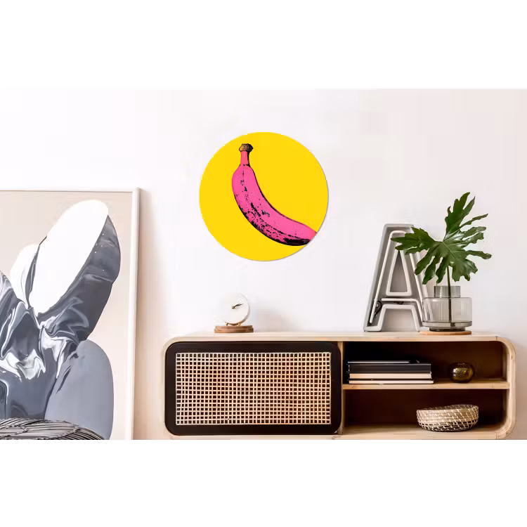 Banaan - Grafisch - Geel Wandcirkel aluminium klein -kantoor
