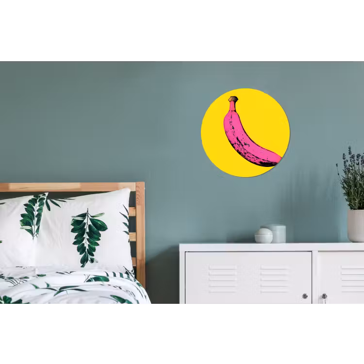 Banaan - Grafisch - Geel Wandcirkel aluminium klein -slaapkamer