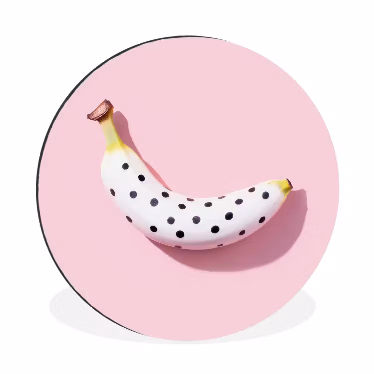 Banaan - Stippen - roze Wandcirkel aluminium klein -3d