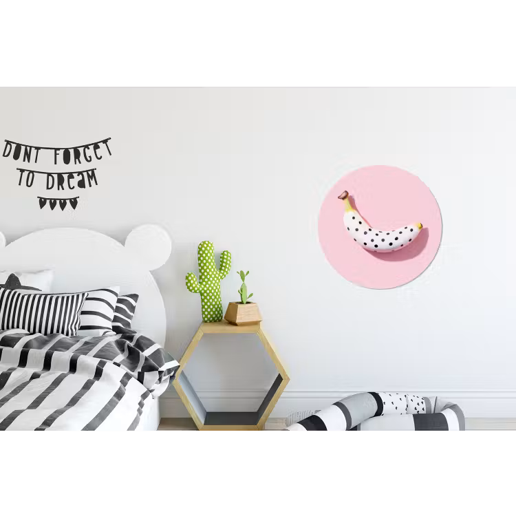 Banaan - Stippen - roze Wandcirkel aluminium klein -kinderkamer