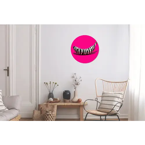 Banaan - Zebraprint - Roze Wandcirkel aluminium klein -woonkamer