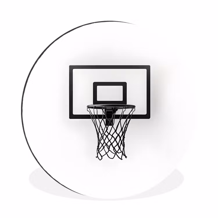 Basketbalbord - Minimalistisch - Zwart Wandcirkel aluminium klein -3d