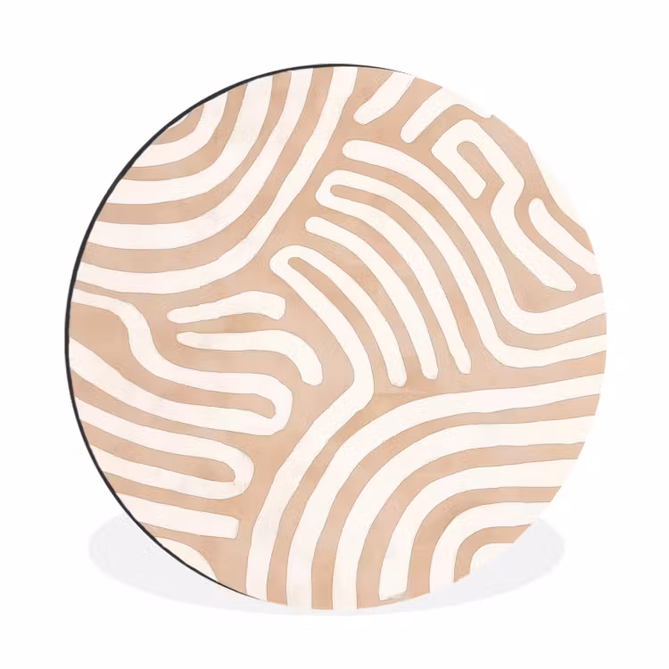 Beige - Aardspatroon Wandcirkel aluminium klein -3d