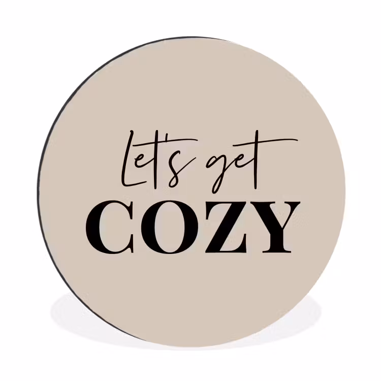 Beige - Winter - Quote - Cozy Wandcirkel aluminium klein -3d
