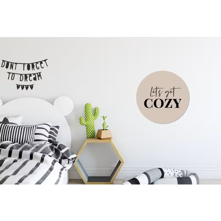 Beige - Winter - Quote - Cozy Wandcirkel aluminium klein -kinderkamer