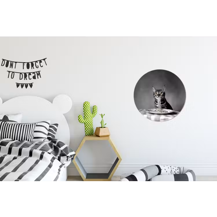 Bengaal - Kat - Tafelkleed - Zwart - Wit - Dier Wandcirkel aluminium klein -kinderkamer