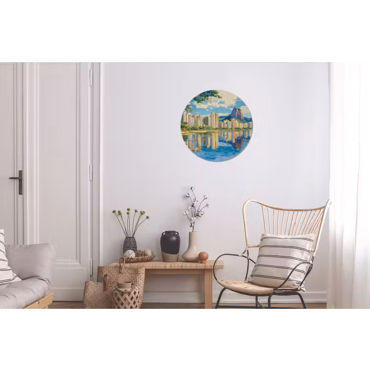 Berg - Skyline - Strand - Water Wandcirkel aluminium klein -woonkamer