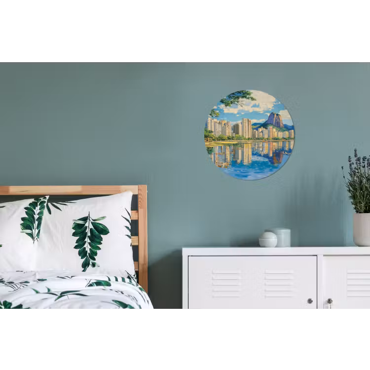 Berg - Skyline - Strand - Water Wandcirkel aluminium klein -slaapkamer