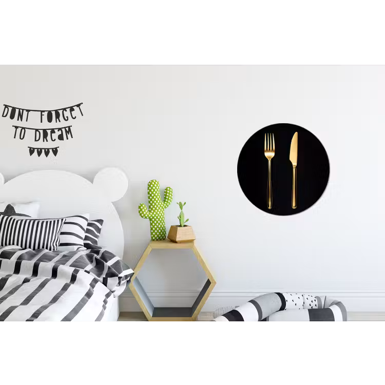 Bestek - Goud - Mes - Vork Wandcirkel aluminium klein -kinderkamer