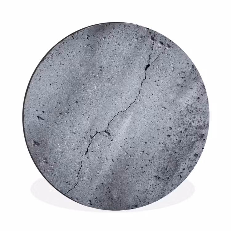 Beton - Grijs - Scheur Wandcirkel aluminium klein -3d