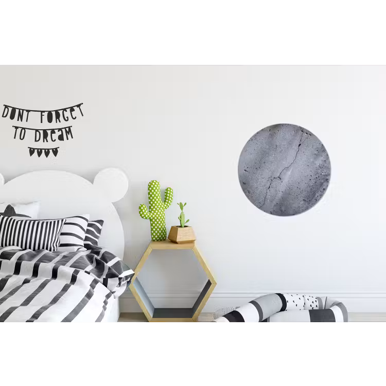 Beton - Grijs - Scheur Wandcirkel aluminium klein -kinderkamer