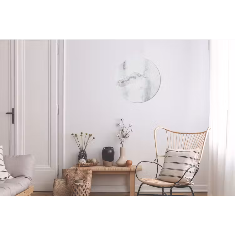 Beton - Grijs - Wit Wandcirkel aluminium klein -woonkamer