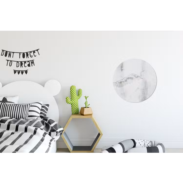 Beton - Grijs - Wit Wandcirkel aluminium klein -kinderkamer