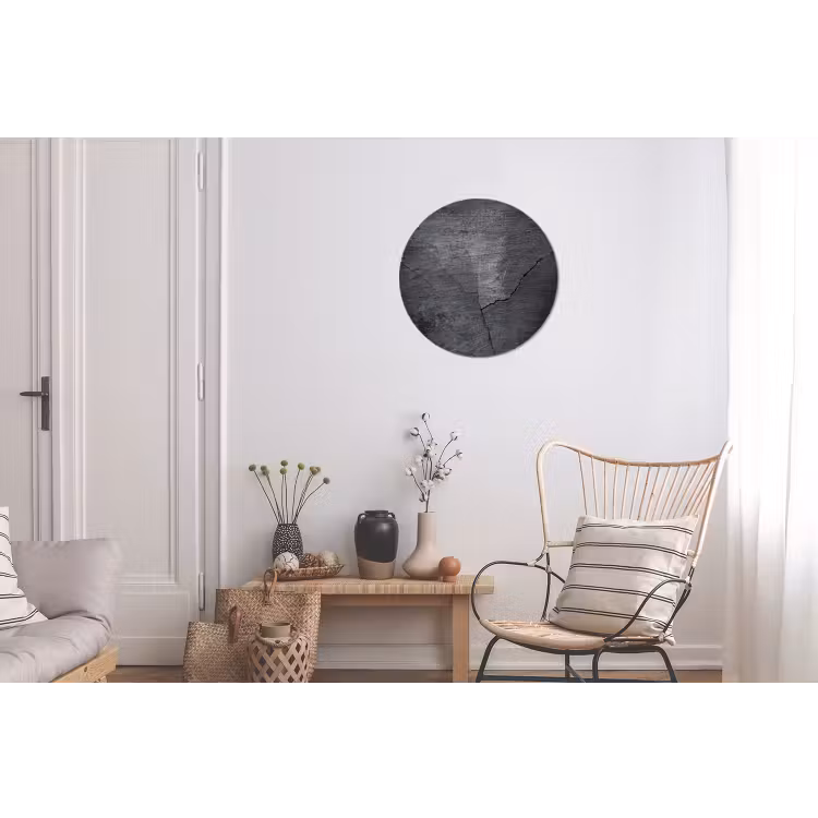 Beton - Zwart - Scheur Wandcirkel aluminium klein -woonkamer