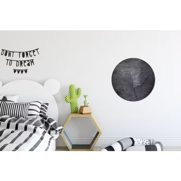 Beton - Zwart - Scheur Wandcirkel aluminium klein -kinderkamer