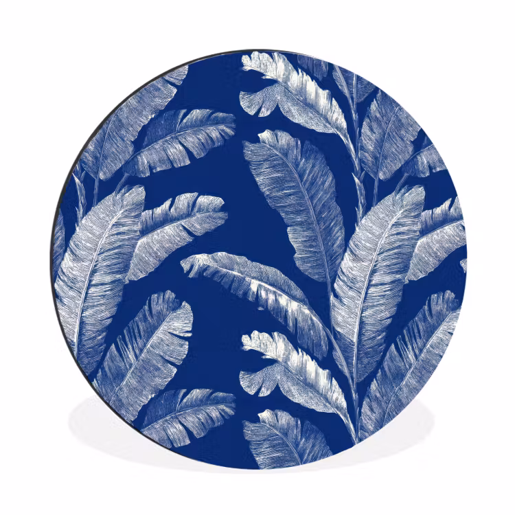 Blad - Palm - Blauw Wandcirkel aluminium klein 190 -3d