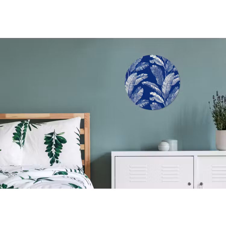 Blad - Palm - Blauw Wandcirkel aluminium klein 190 -slaapkamer