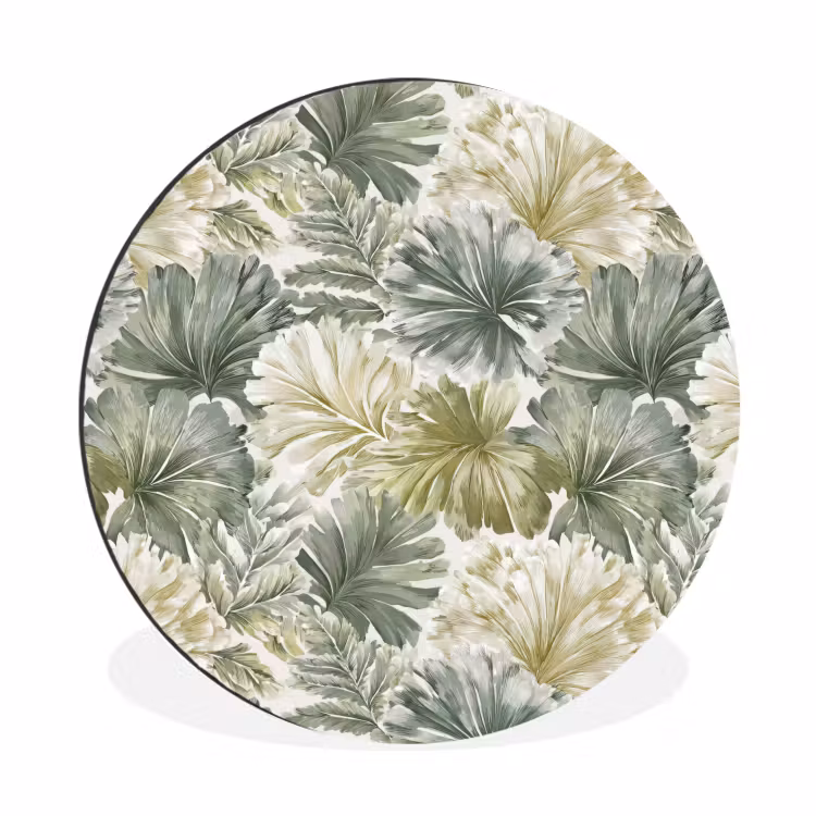 Bladeren - Botanisch - Groen Wandcirkel aluminium klein 190 -3d