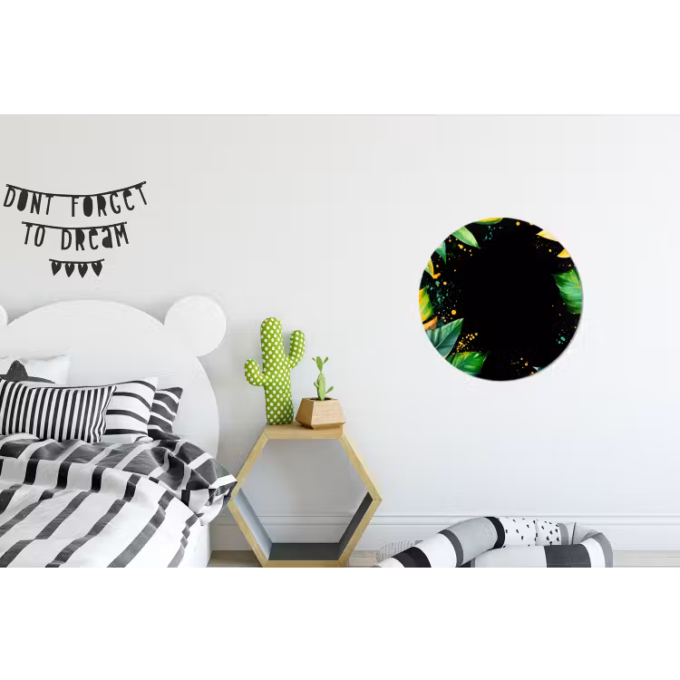Bladeren - Groen - Geel - Verf - Jungle Wandcirkel aluminium klein -kinderkamer