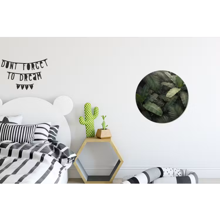Bladeren - Groen - Tropisch - Natuur Wandcirkel aluminium klein -kinderkamer