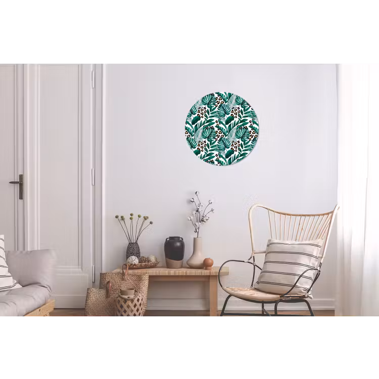 Bladeren - Tropisch - Jungle Wandcirkel aluminium klein -woonkamer