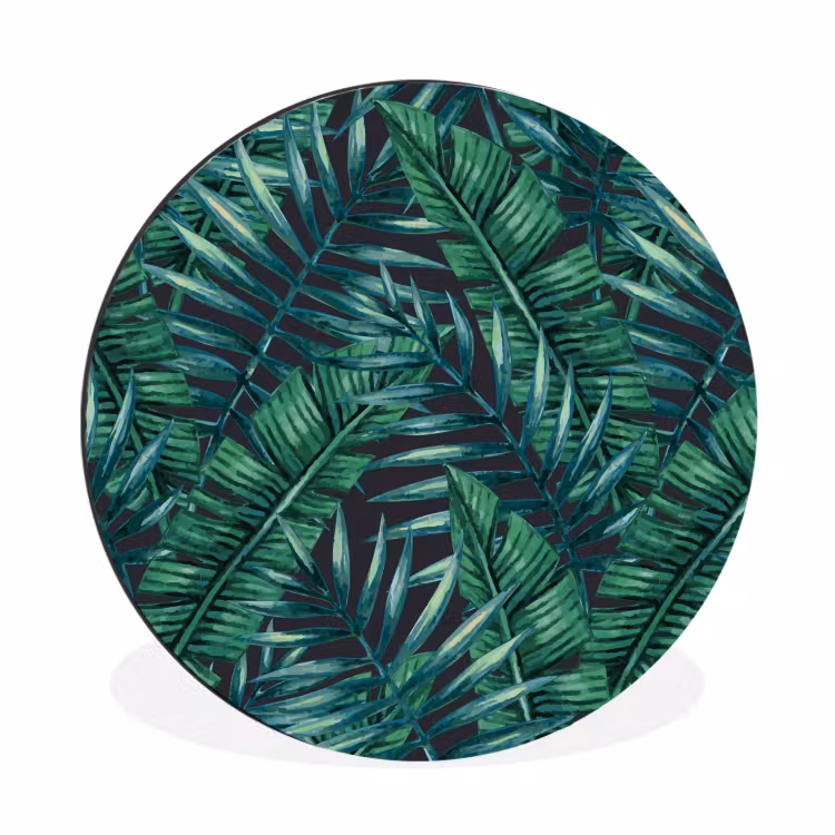 Bladeren - Tropisch - Jungle - Natuur Wandcirkel aluminium klein -3d