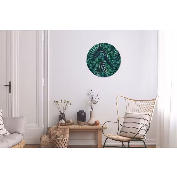 Bladeren - Tropisch - Jungle - Natuur Wandcirkel aluminium klein -woonkamer