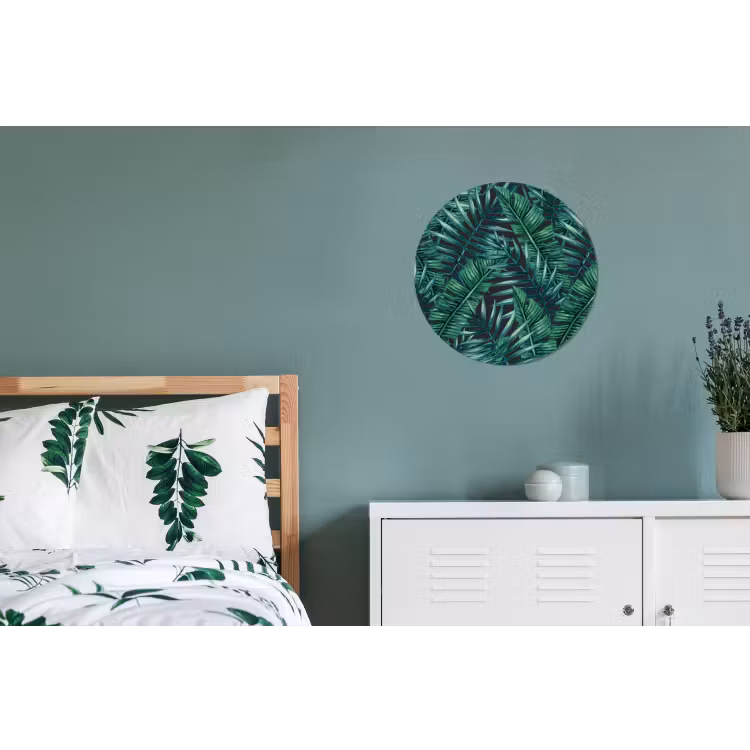 Bladeren - Tropisch - Jungle - Natuur Wandcirkel aluminium klein -slaapkamer