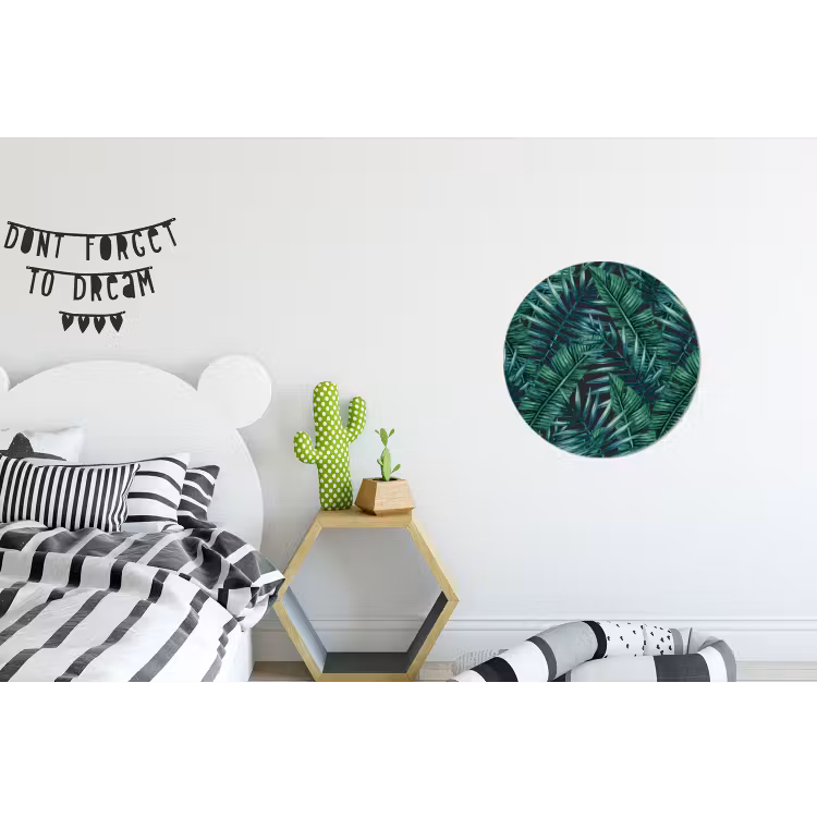 Bladeren - Tropisch - Jungle - Natuur Wandcirkel aluminium klein -kinderkamer