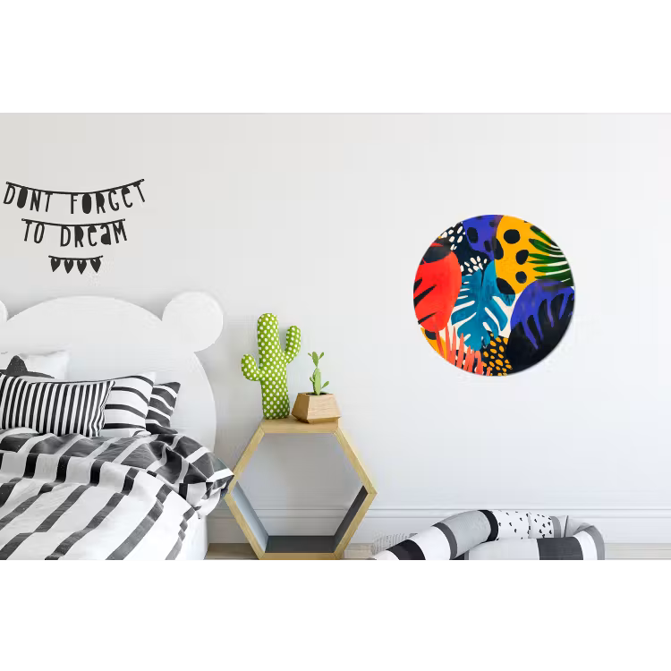 Bladeren - Vormen - Abstract - Kleurrijk Wandcirkel aluminium klein -kinderkamer