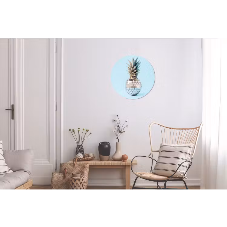 Blauw - Ananas - Disco - Discobal Wandcirkel aluminium klein -woonkamer