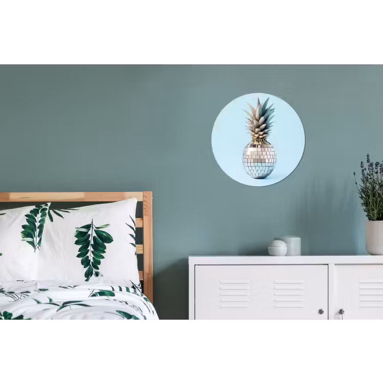 Blauw - Ananas - Disco - Discobal Wandcirkel aluminium klein -slaapkamer