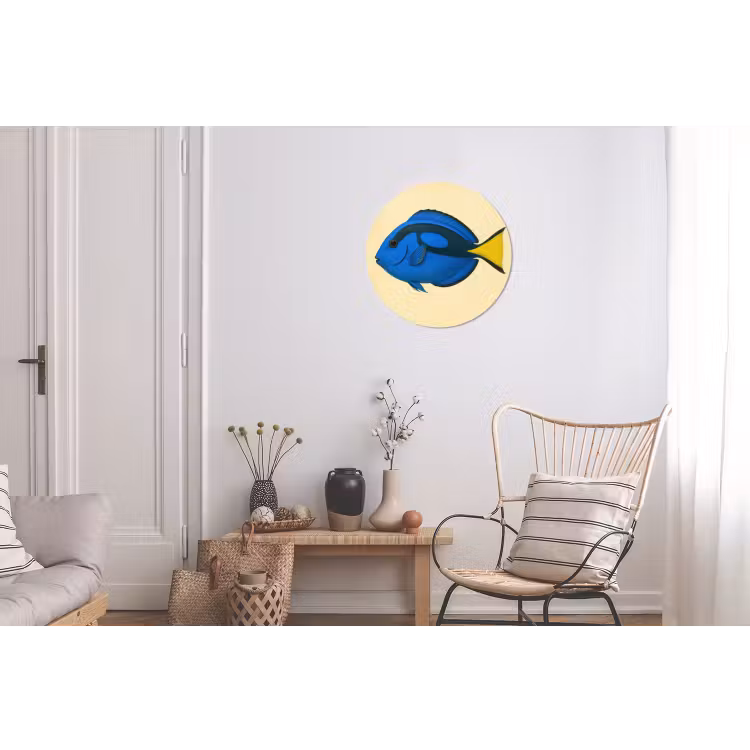 Blauw - Dory - Vis - Staartvin Wandcirkel aluminium klein -woonkamer