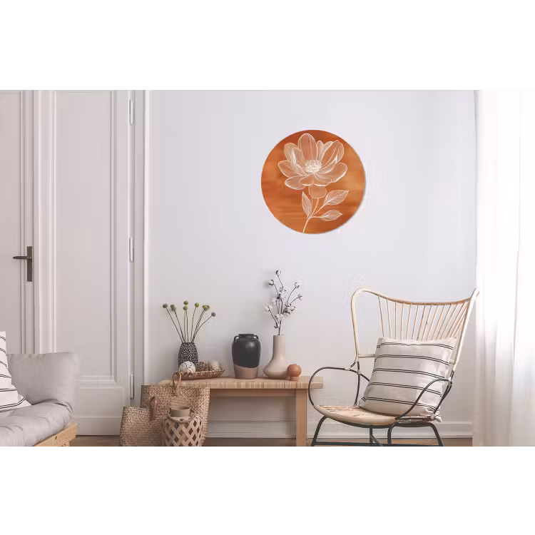 Bloem - Minimalistisch - Wit Wandcirkel aluminium klein -woonkamer