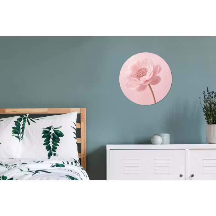 Bloem - Pioenroos - Roze Wandcirkel aluminium klein -slaapkamer