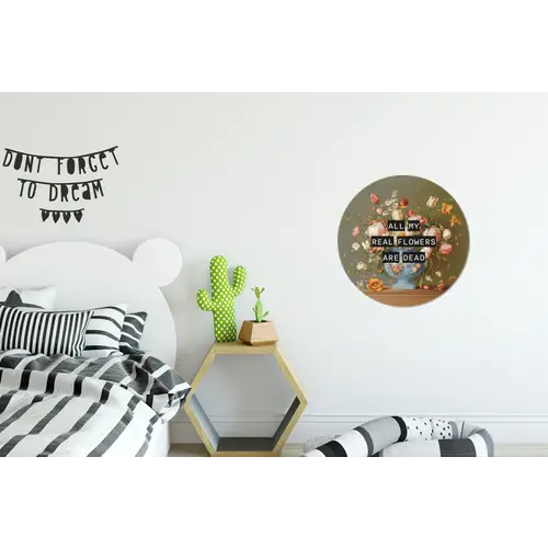 Bloem - Quote - Vintage - Art Wandcirkel aluminium klein -kinderkamer