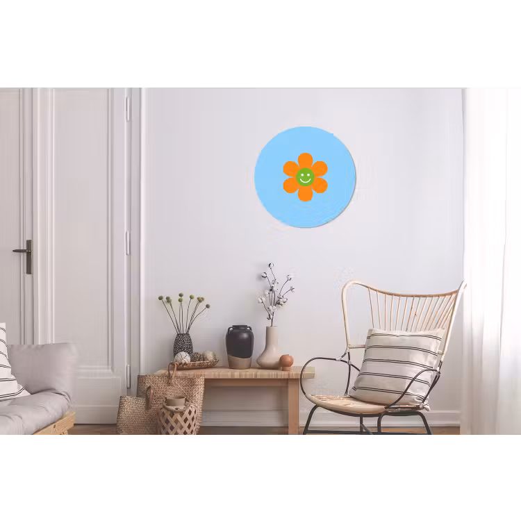 Bloem - Smiley - Kleurrijk Wandcirkel aluminium klein -woonkamer