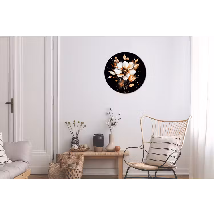 Bloem - Verf - Goud - Graffiti - Modern Wandcirkel aluminium klein -woonkamer