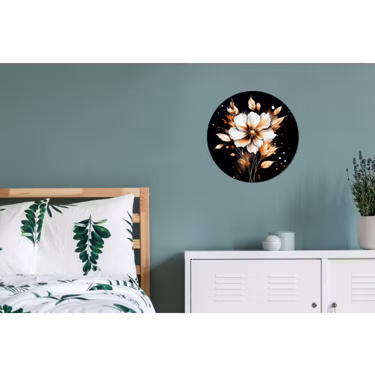 Bloem - Verf - Goud - Graffiti - Modern Wandcirkel aluminium klein -slaapkamer
