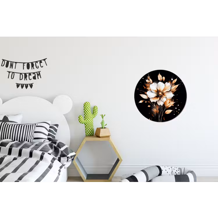 Bloem - Verf - Goud - Graffiti - Modern Wandcirkel aluminium klein -kinderkamer